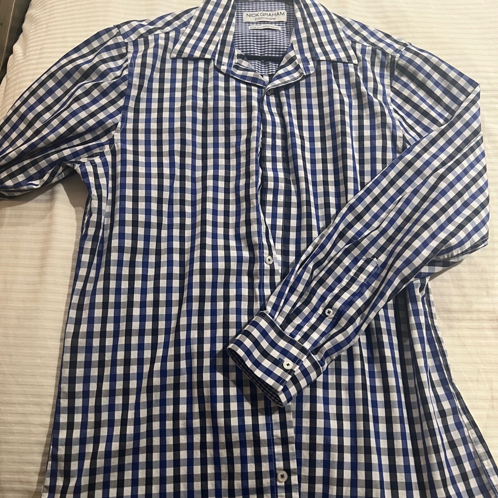 McGraham Men's Navy Checkered Casual Shirt